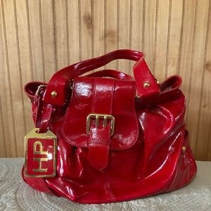 Dooney & Bourke red patent leather Hayden handbag